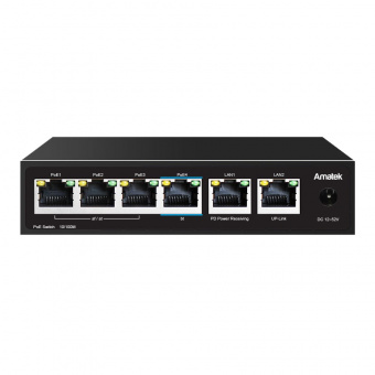 Коммутатор AN-PE42 с HiPoE на 6 портов (1 HiPoE порт, 3 PoE+ порта, 2 порта FE Uplink)