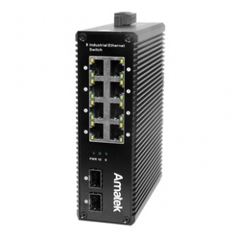 Промышленный коммутатор AN-SXG10P8B на 10 портов (4 HiPoE порта + 4 PoE+ порта + 2 слота SFP)