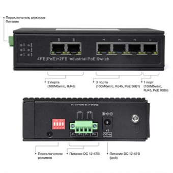 Промышленный коммутатор AN-SX6P4A на 6 портов (4 PoE порта + 2 порта Uplink)