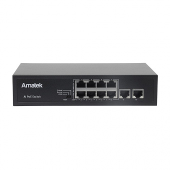 Коммутатор AN-S10P8GA на 10 портов (8 PoE+ портов + 2 порта Uplink)